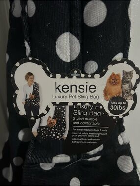 Kensie Black & White Polka Dot Luxury Pet Sling
